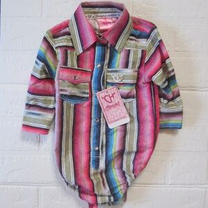 NWT Cowgirl Hardware Infant Blended Serape Snap Onesie -Size 6M